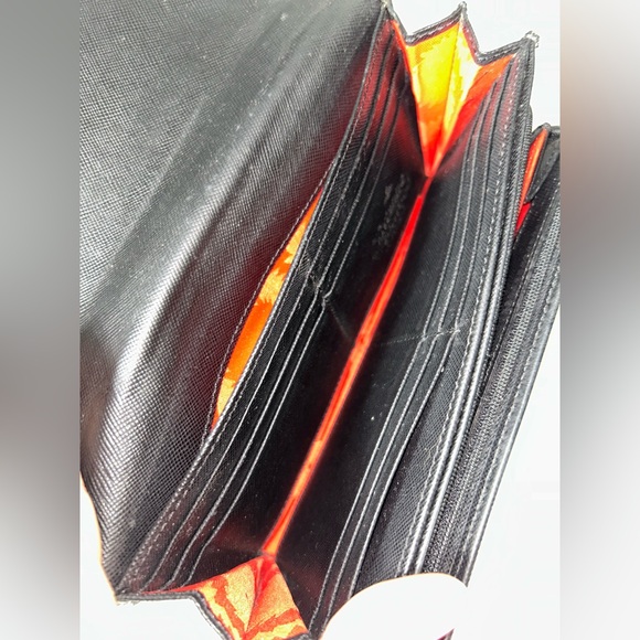 Vivienne Westwood Black Leather Long Wallet w/ Red Interior - Picture 9 of 16